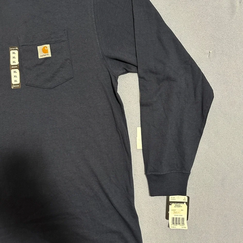 Carhartt Long Sleeve Workwear Pocket T Shirt K126NVY Navy Blue Mens XL NWT - Picture 5 of 16